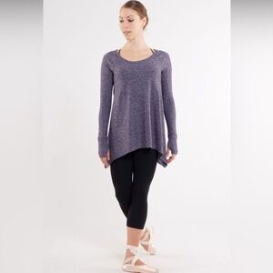 Lululemon Rehearsal Long Sleeve Top In Heathered Black Swan Size 2/4